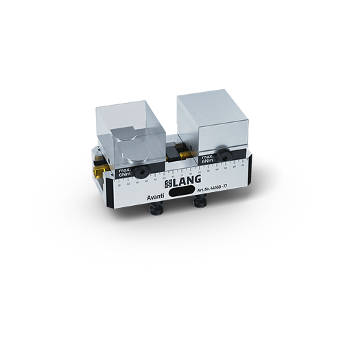 Avanti centering vise for contour clamping with top jaws