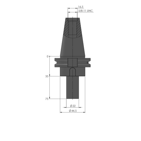 61500-CAT40: Tool Holder HAUBEX  (Technical drawing )