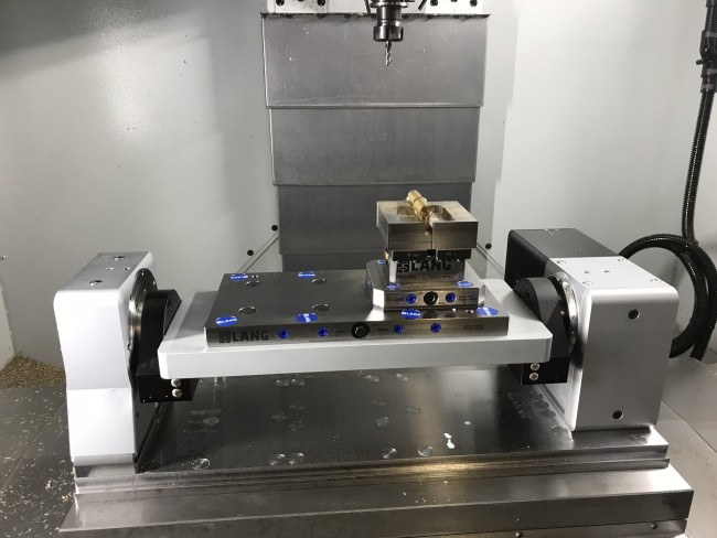 Profilo profile clamping vise clamped in a zero point plate from LANG Technik