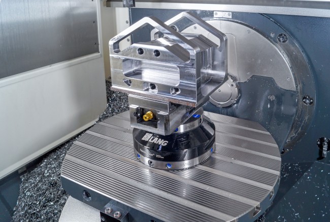 5-axis machining of blank with a cnc vise from LANG Technik